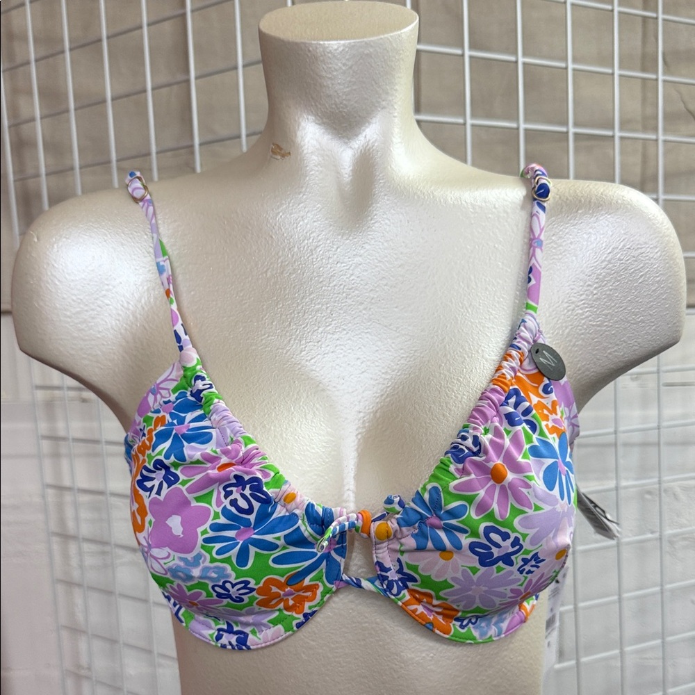 Floral Underwire Swimsuit Top SZ M